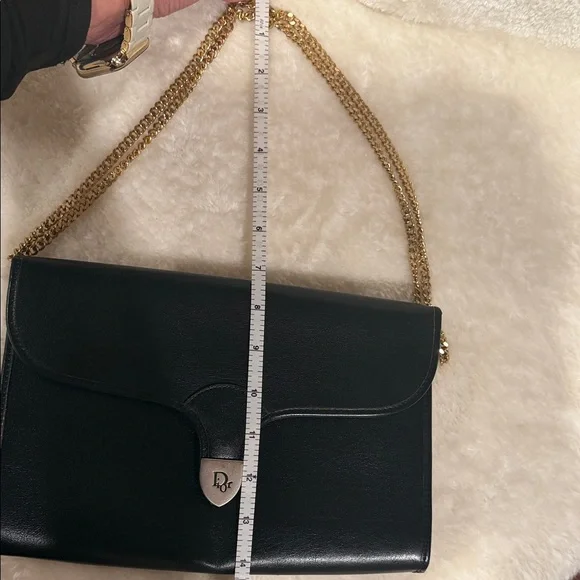 Dior Vintage Elegant Black Leather Shoulder Bag EXCELLENT